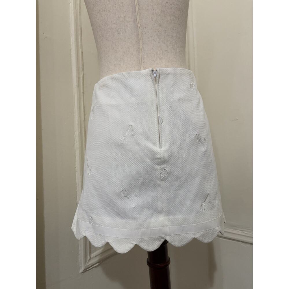Lily Pulitzer White Scalloped Bottom Skort‎ Embroidered Tennis Rackets Size 4 - Picture 3 of 5